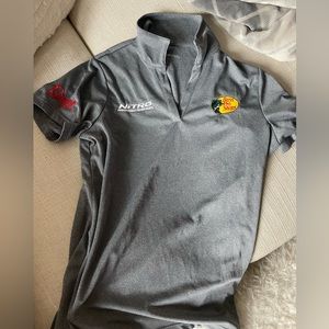 Grey Basspro Nitro performance fishing, ranger boats polo